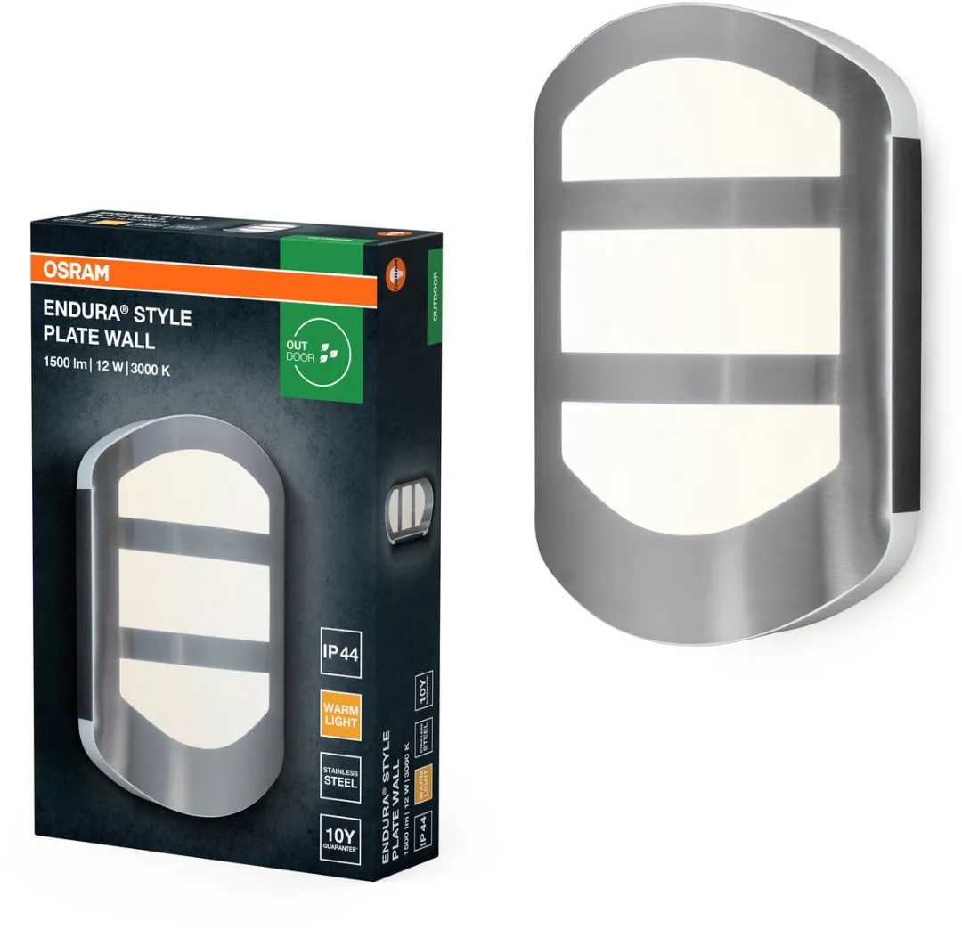 Osram ENDURA Style Plate Wall Wandlamp 12W - Staal - IP44