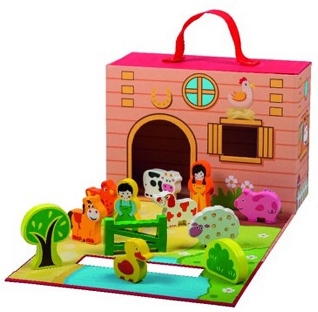 Simply For Kids Boerderij Houten Dieren - 12-delig Multicolor