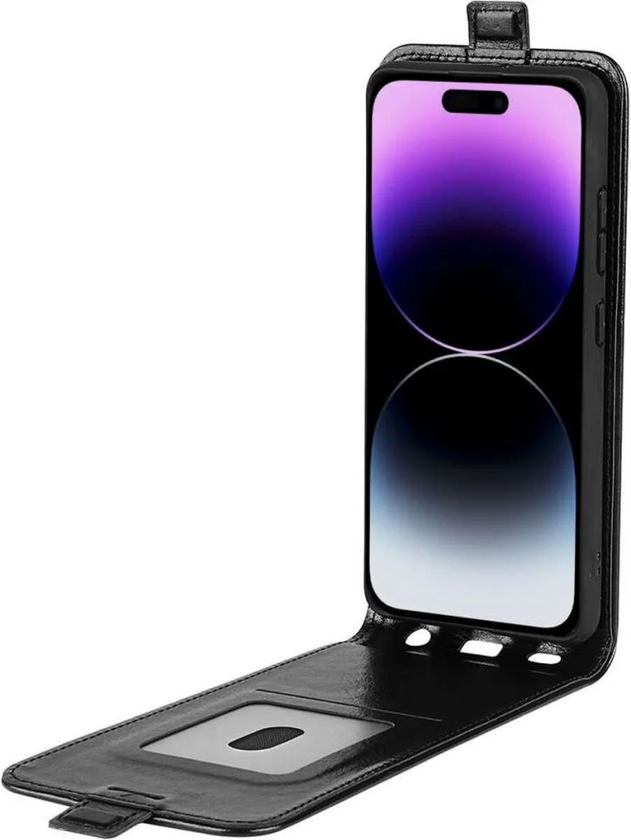 Just in Case Vertical Flip Case iPhone 14 Pro Max - 2 Pasjes - Zwart