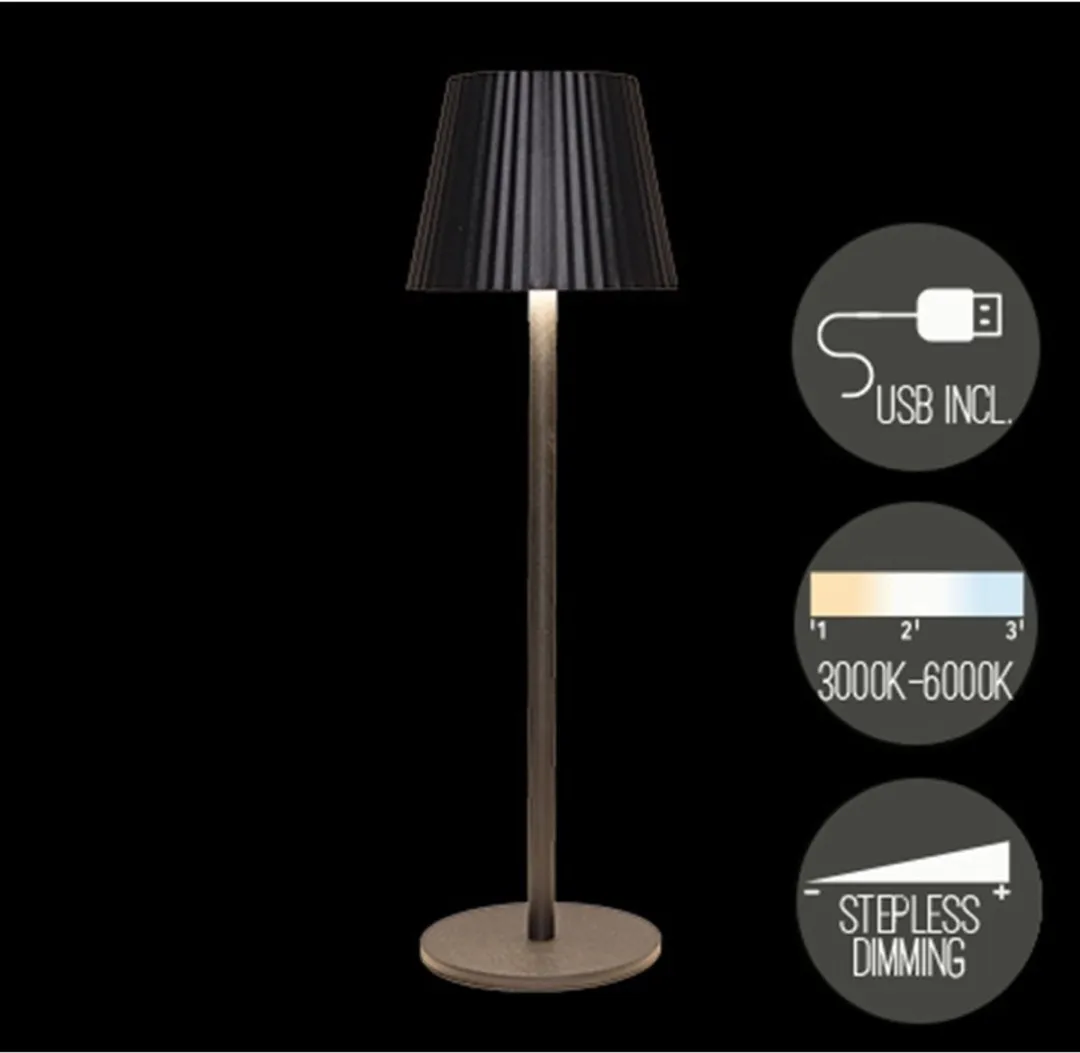 Anna's Collection Glambiance Portable Tafellamp - Zwart - 3W