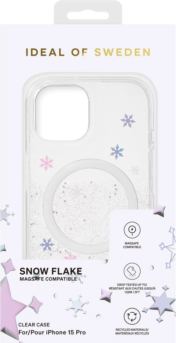 iDeal of Sweden Clear Case Premium MagSafe iPhone 15 Pro - Snow Flake - afbeelding 4 van 5