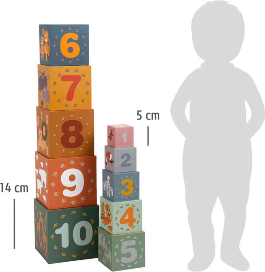 Small Foot Stapelblokken Safari Karton - 10 Stuks
