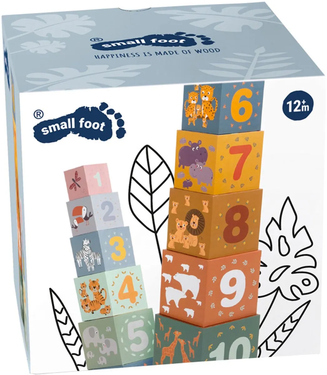 Small Foot Stapelblokken Safari Karton - 10 Stuks