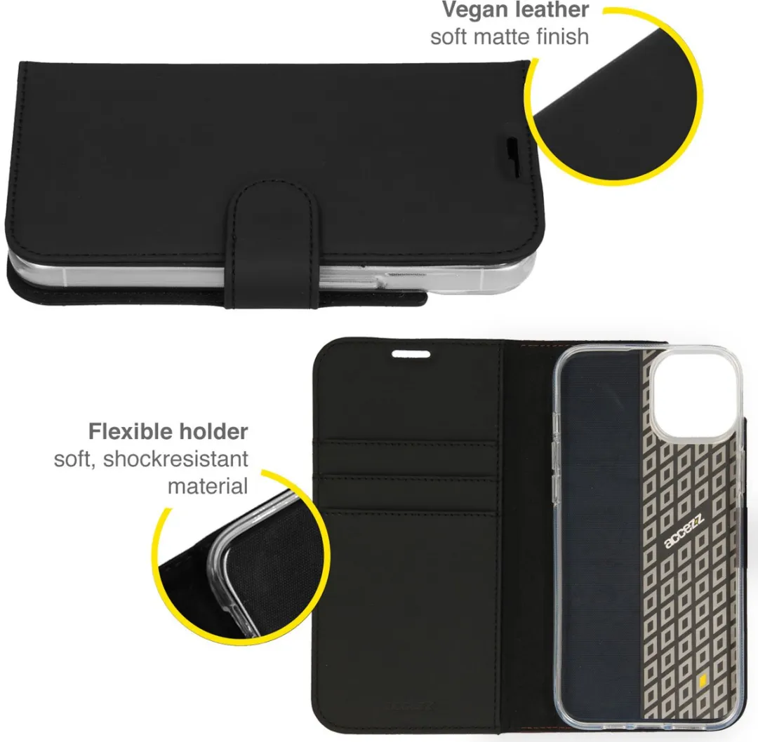 Accezz Hoesje iPhone 14 Wallet Softcase - 3 Pasjes - Zwart - afbeelding 6 van 6
