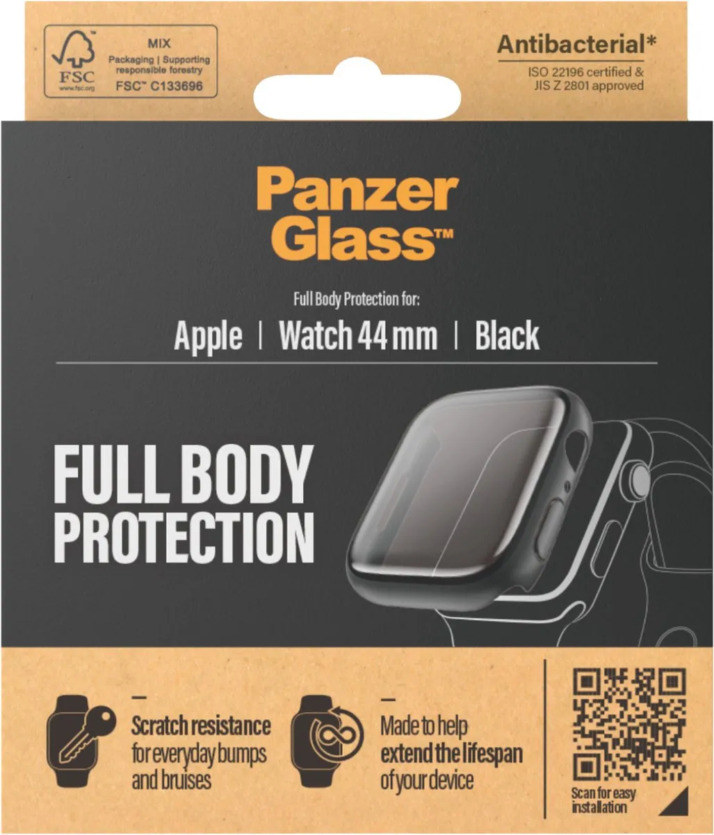 PanzerGlass Hoesje Apple Watch 44mm - Zwart