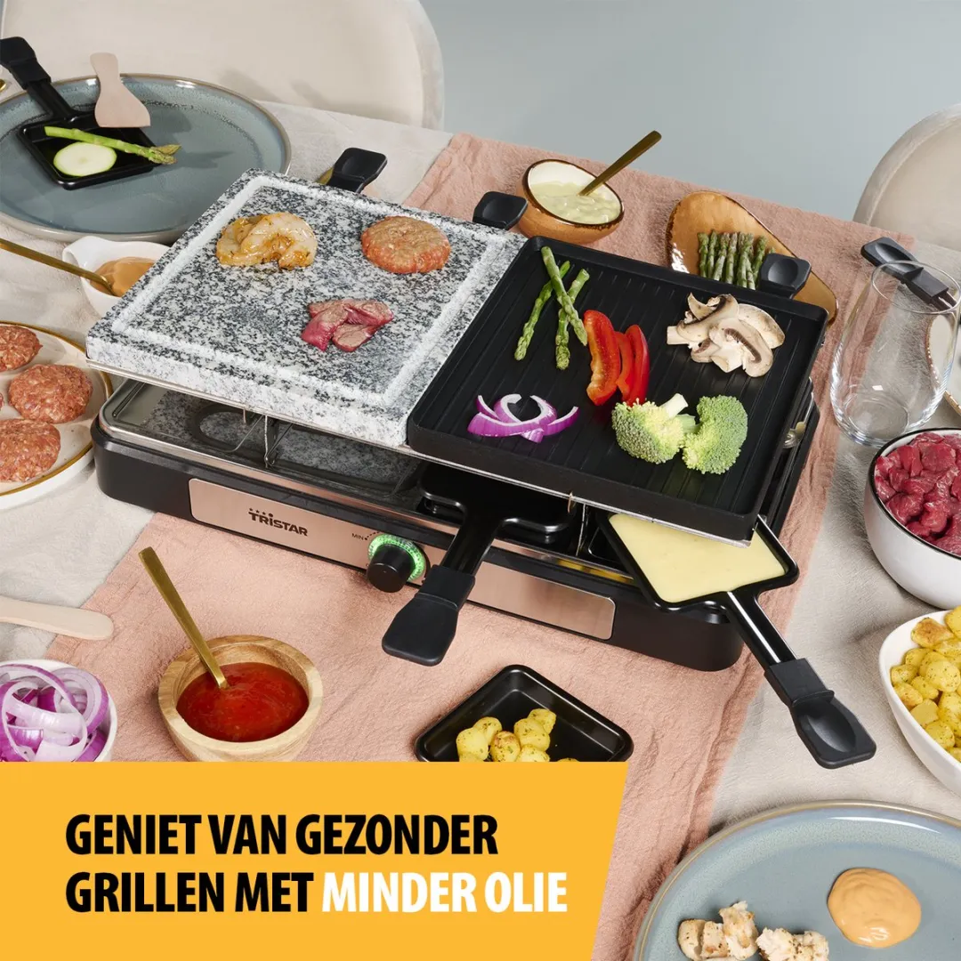 Tristar Gourmetset RA-2747 Raclette Steen Grill - 1400W - 8 Personen