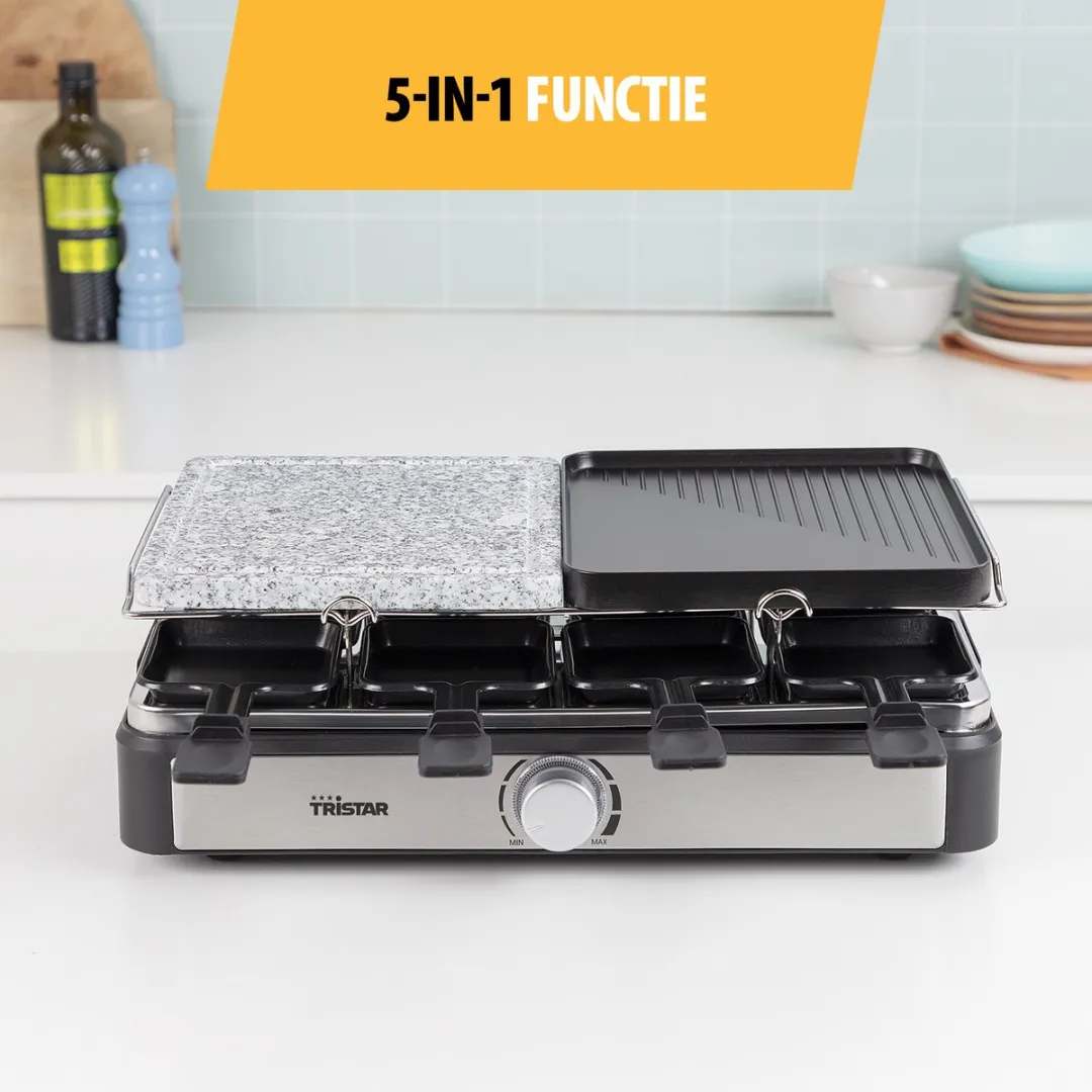 Tristar Gourmetset RA-2747 Raclette Steen Grill - 1400W - 8 Personen