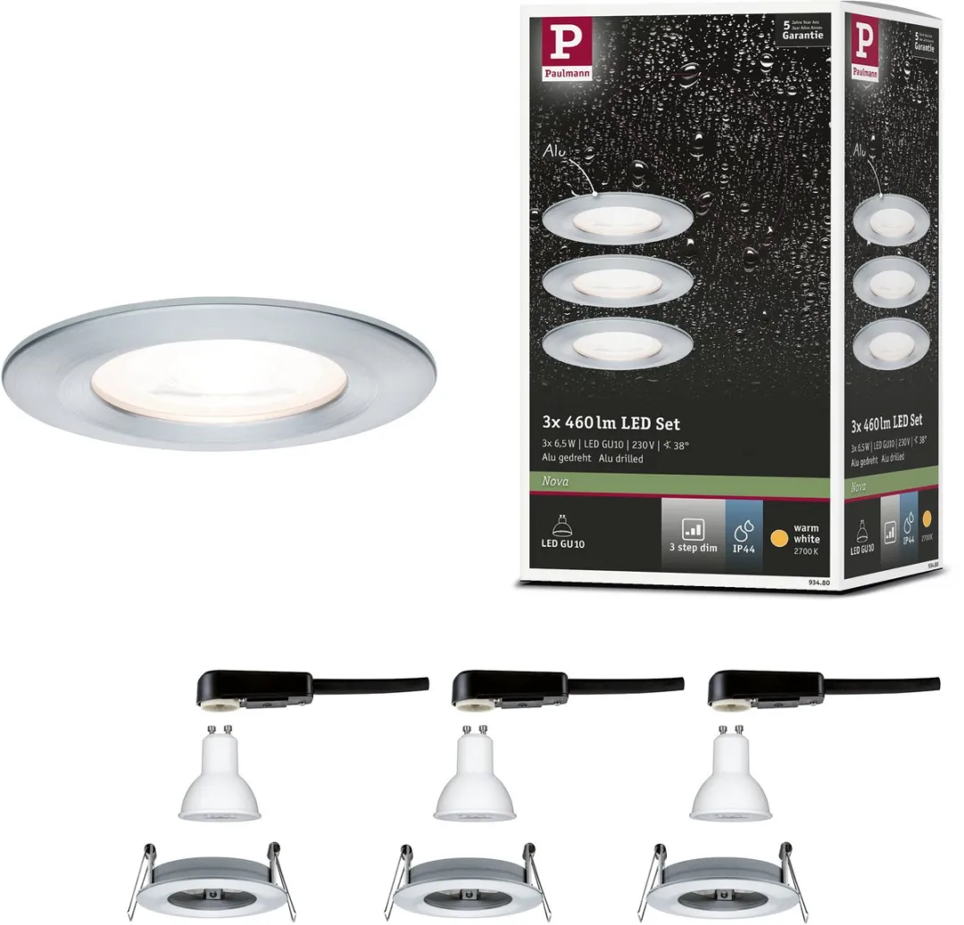 Paulmann Nova Basisset LED-inbouwlamp 3x6,5W 460lm 2700K