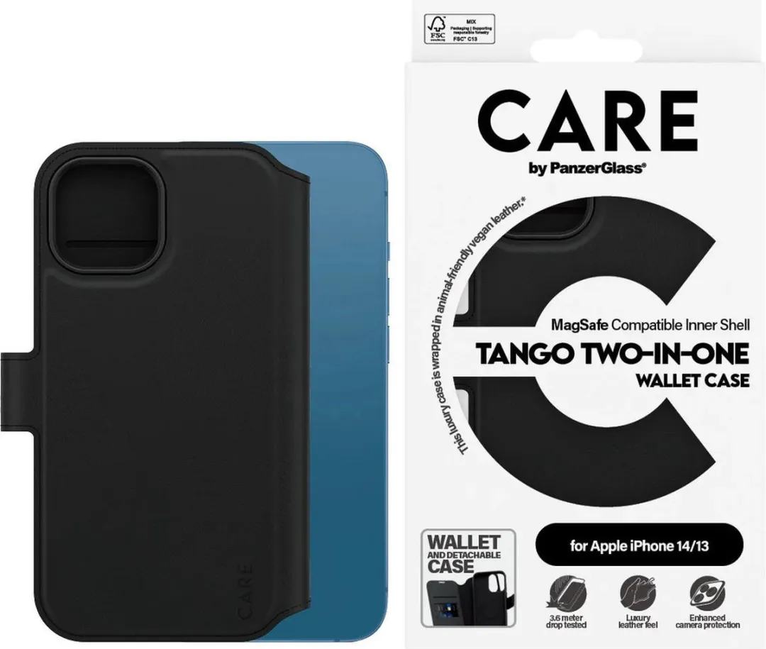 PanzerGlass CARE Feature Case Tango Two-in-One Wallet - iPhone 14 - Zwart