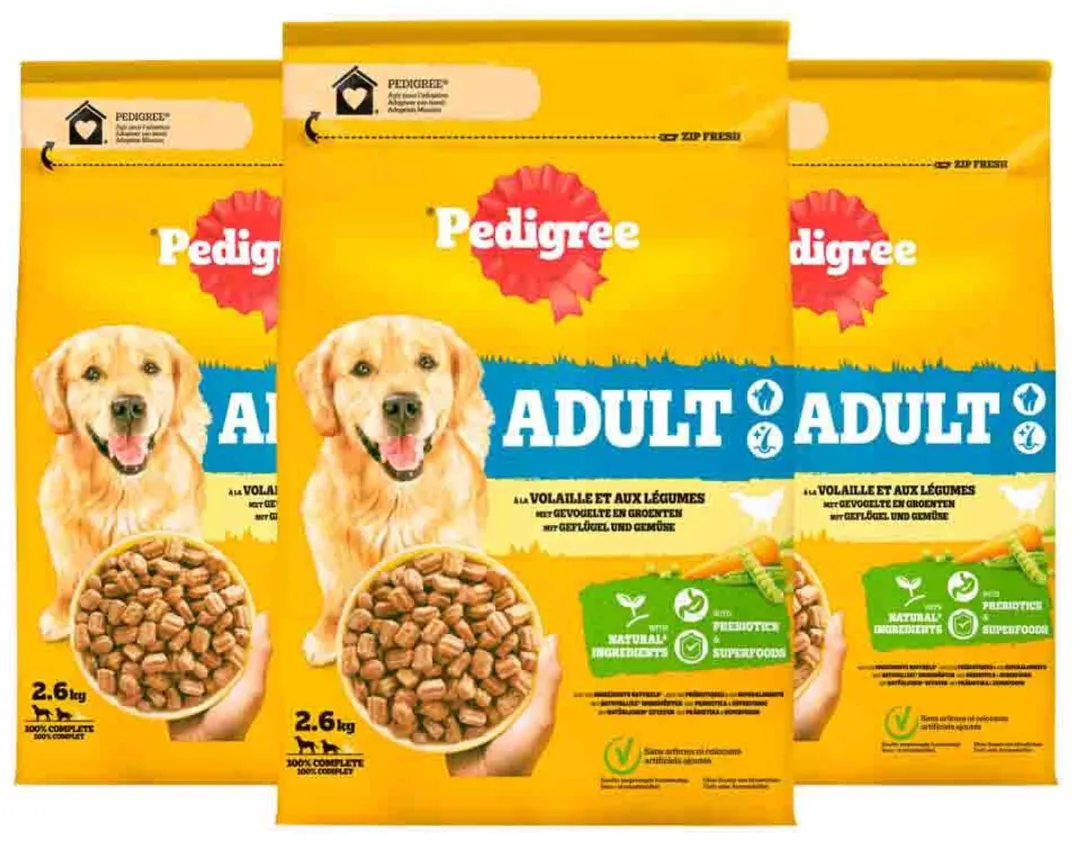 Pedigree Adult Kip Hondenbrokken - 3x2,6kg