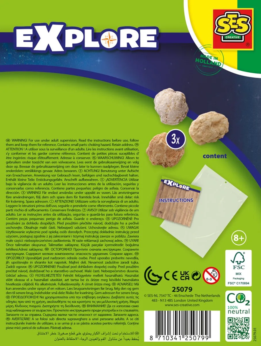 SES Creative Explore Geodes Openbreken - 3 Stenen - 25079 - afbeelding 6 van 6