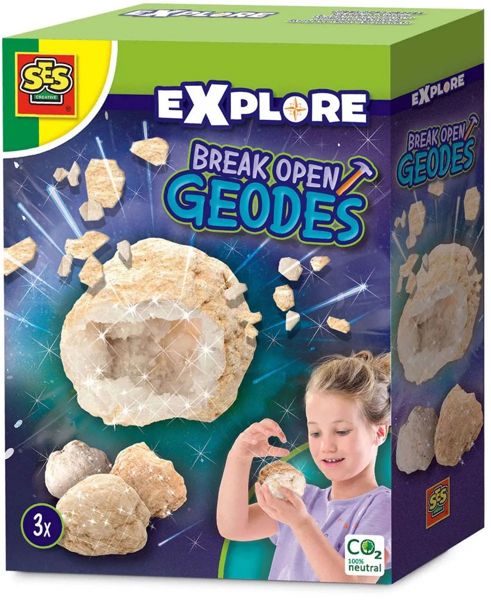 SES Creative Explore Geodes Openbreken - 3 Stenen - 25079
