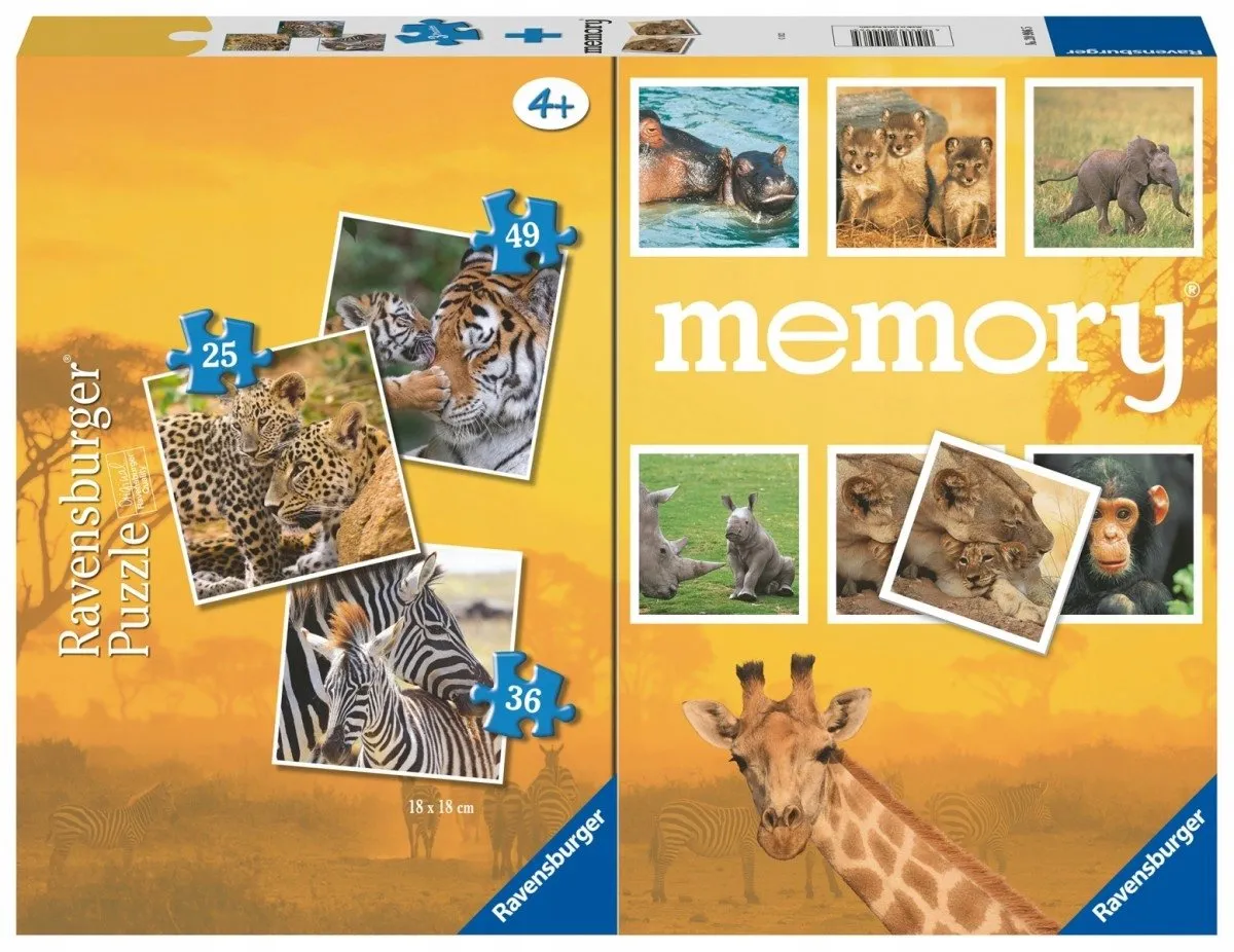 Ravensburger Wilde Dieren 3-in-1 Puzzel & Memory - 110 Stuks