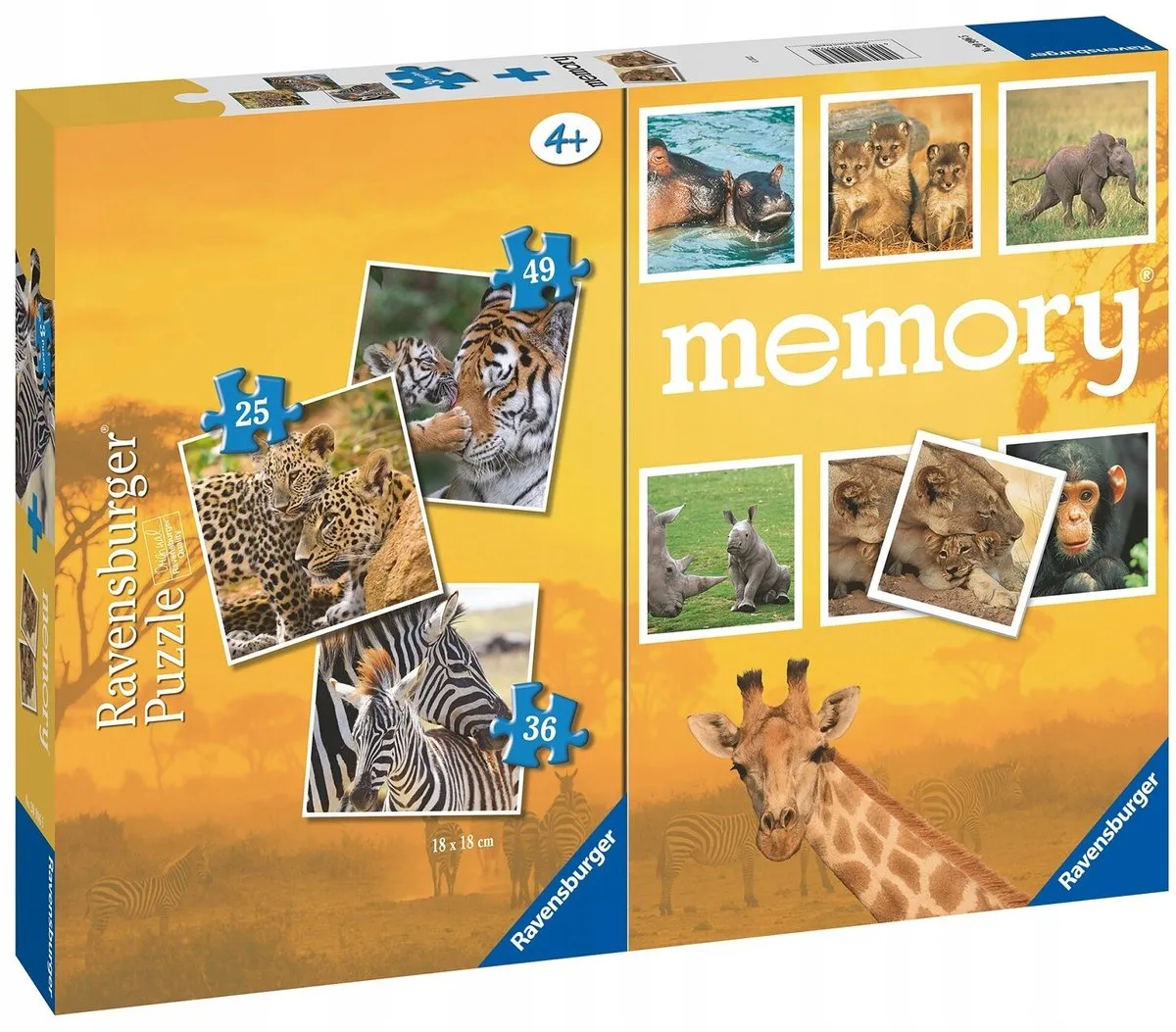 Ravensburger Wilde Dieren 3-in-1 Puzzel & Memory - 110 Stuks