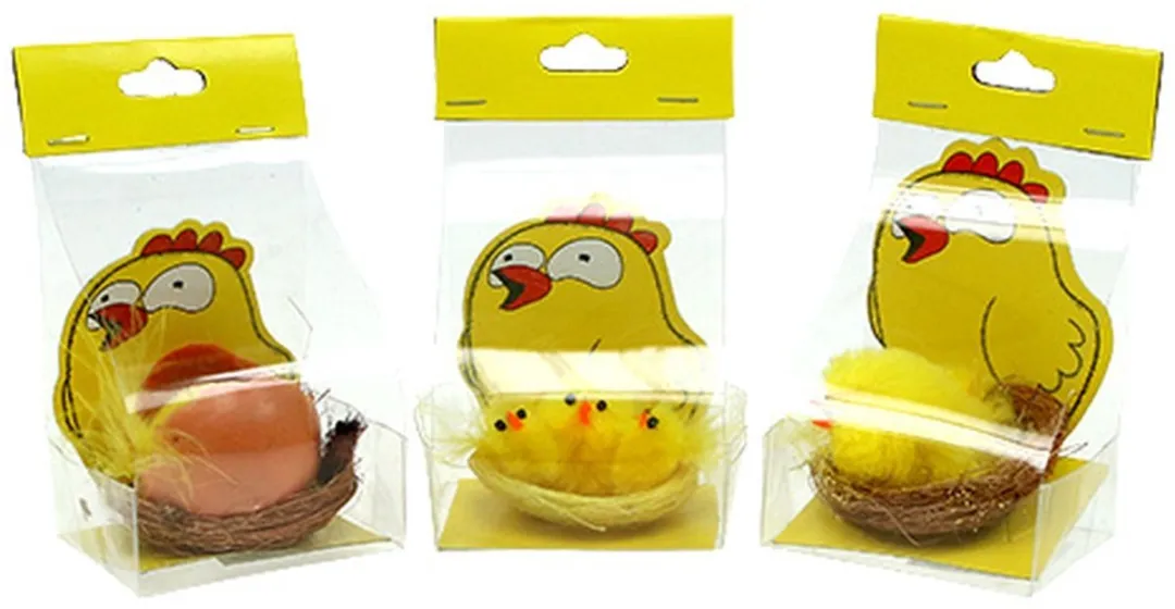 Kaemingk Chenille Kuikens Nest Mix Ø5,5cm - 3 Stuks