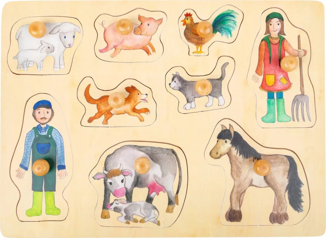 Small Foot Boerderij Houten Vormenpuzzel 9 Stuks