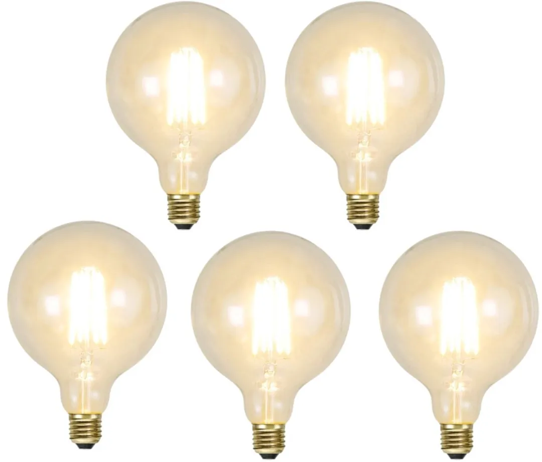 5-Pack | G125 Globelamp - E27 - 3.6W - Super Warm Wit <2200K - Dimbaar - Filament - Helder