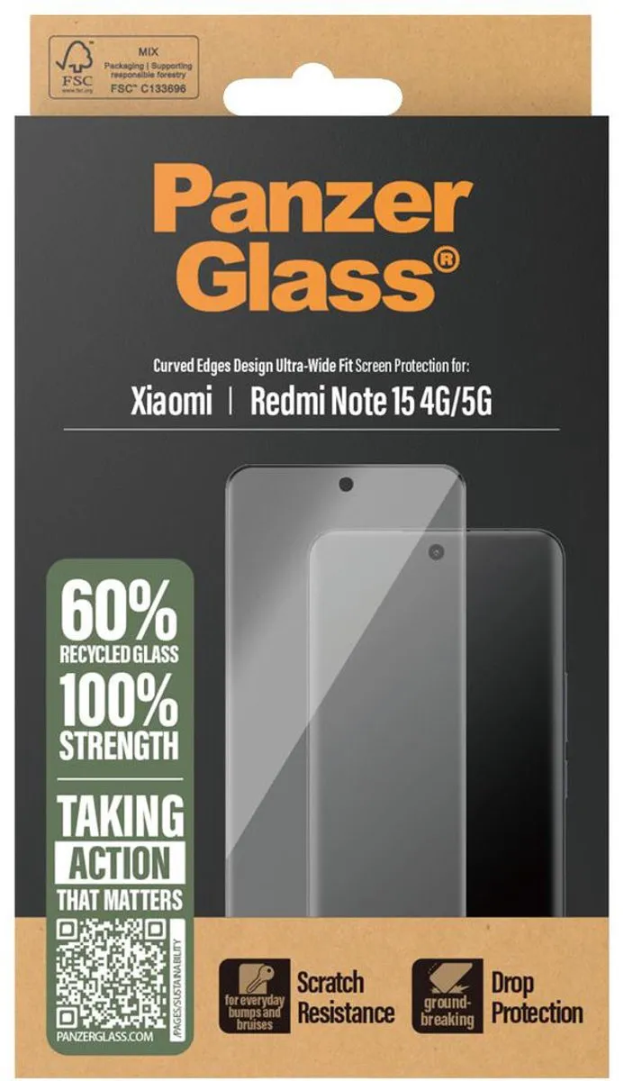 PanzerGlass Ultra Wide Fit Screenprotector Xiaomi Redmi Note 15