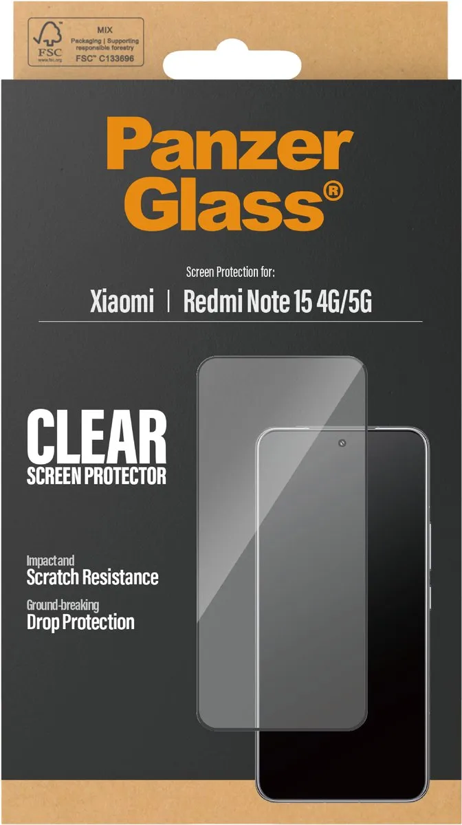 PanzerGlass Ultra Wide Fit Screenprotector Xiaomi Redmi Note 15 - Case Friendly