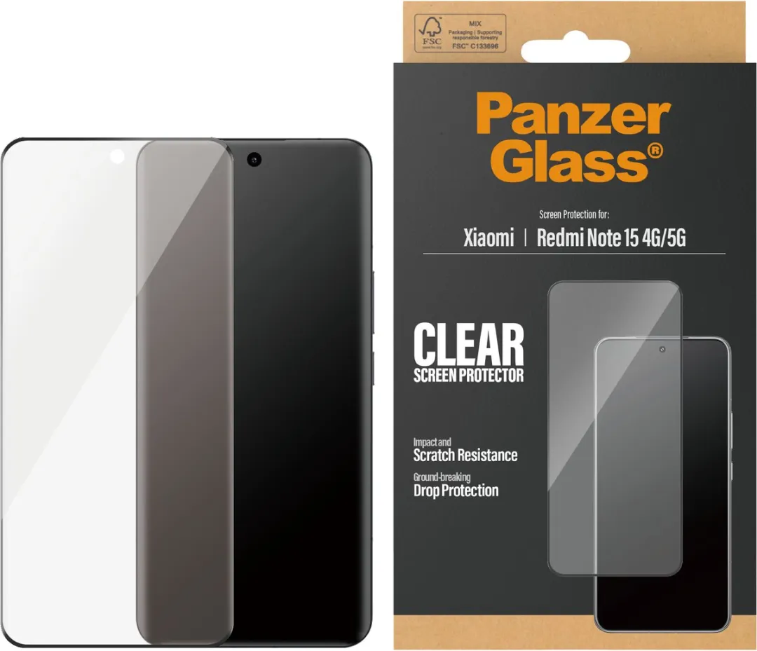 PanzerGlass Ultra Wide Fit Screenprotector Xiaomi Redmi Note 15 - Case Friendly