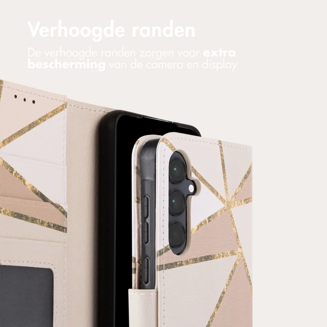 imoshiion Hoesje Samsung Galaxy A55 - Beige Graphic - 3 Pasjes