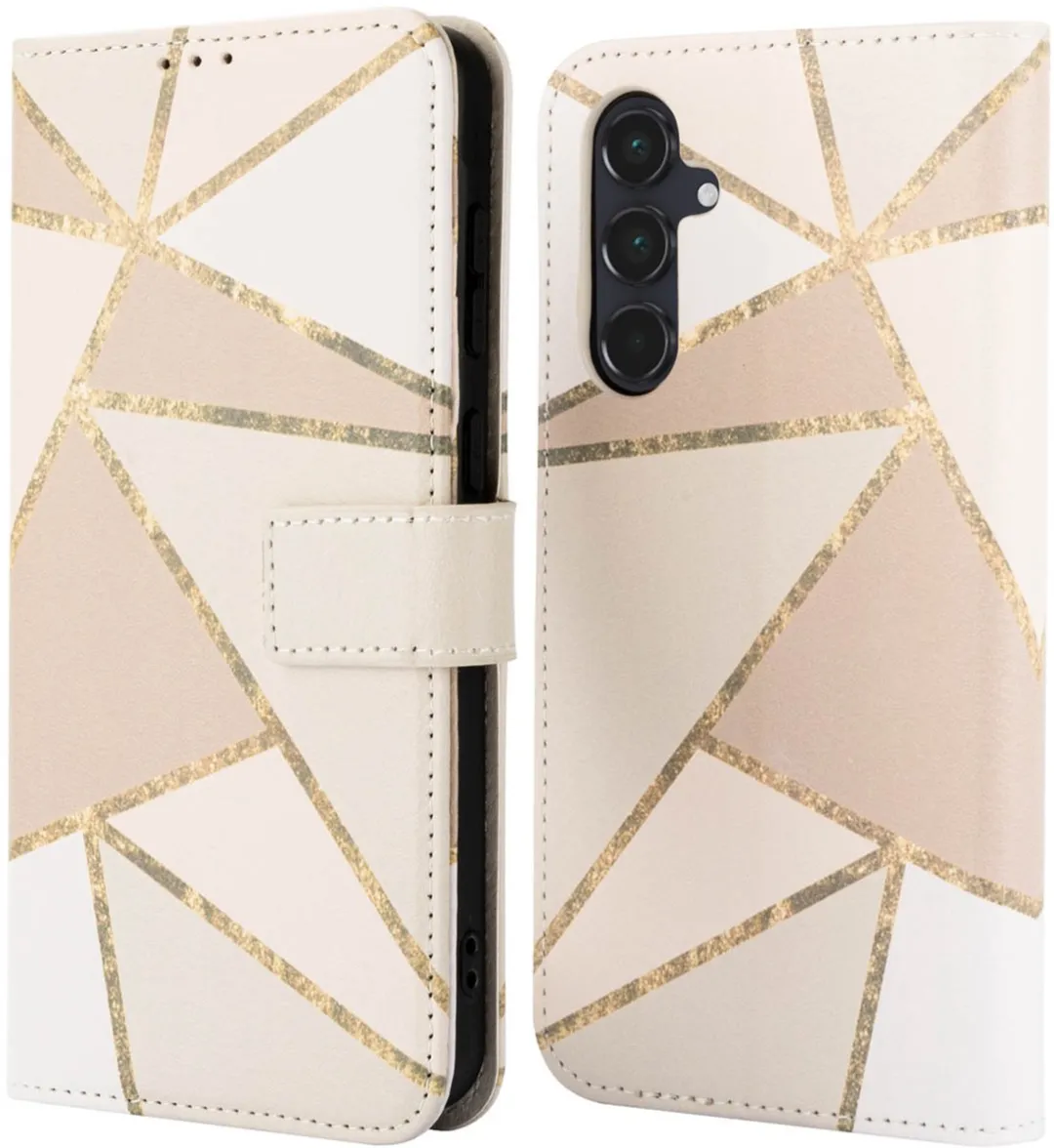 imoshiion Hoesje Samsung Galaxy A55 - Beige Graphic - 3 Pasjes