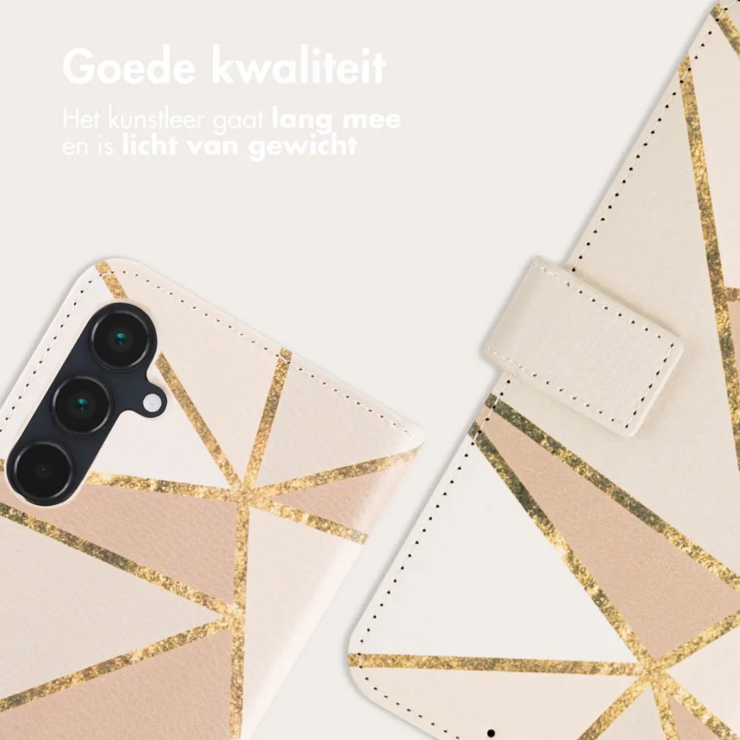imoshiion Hoesje Samsung Galaxy A55 - Beige Graphic - 3 Pasjes