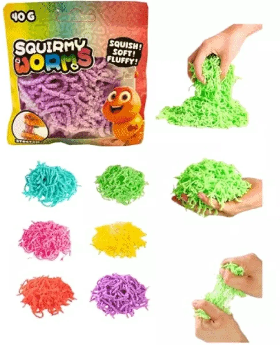 Johntoy Squirmy Worms Zachte Fluffy Wormen 40g