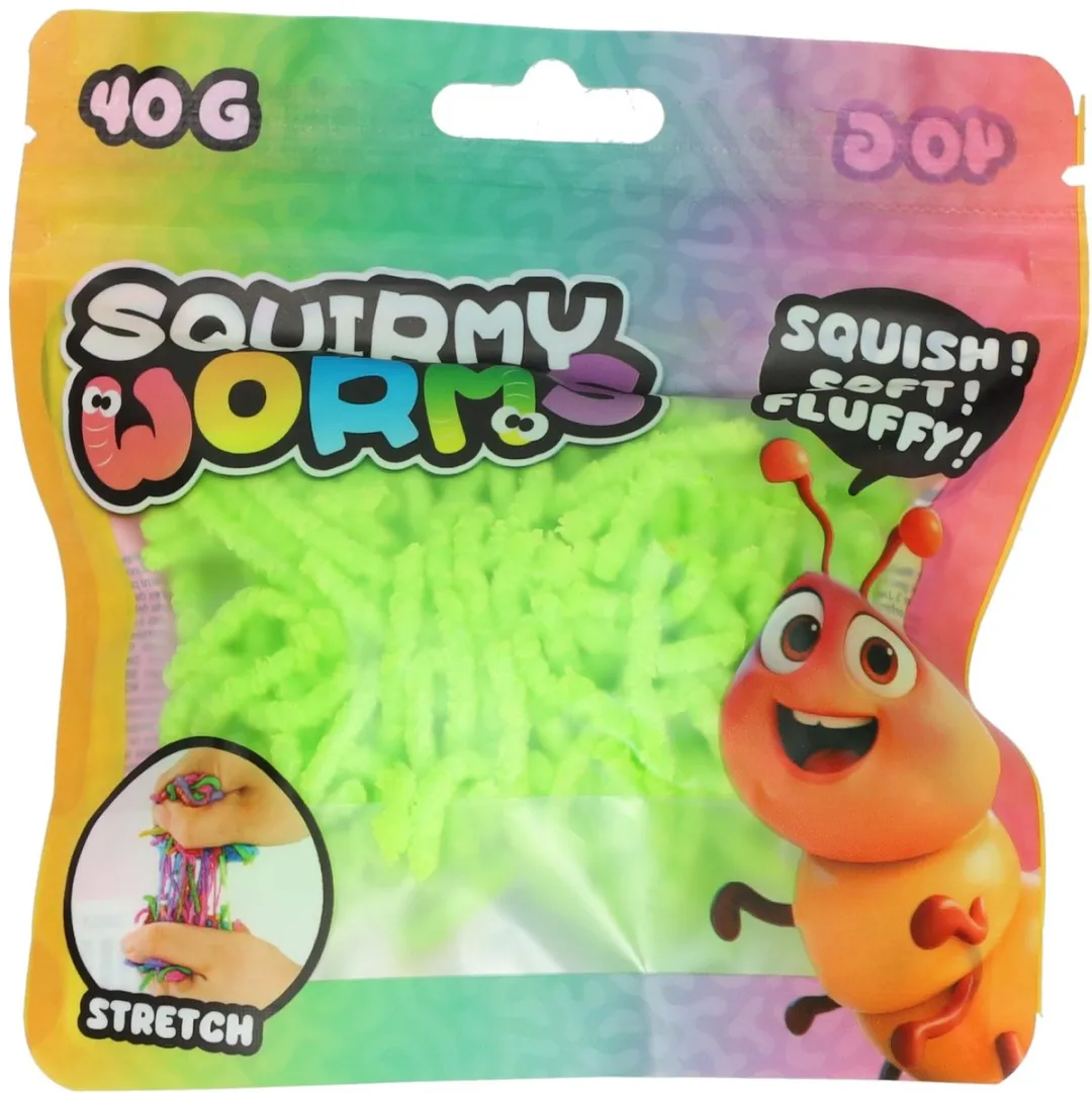 Johntoy Squirmy Worms Zachte Fluffy Wormen 40g