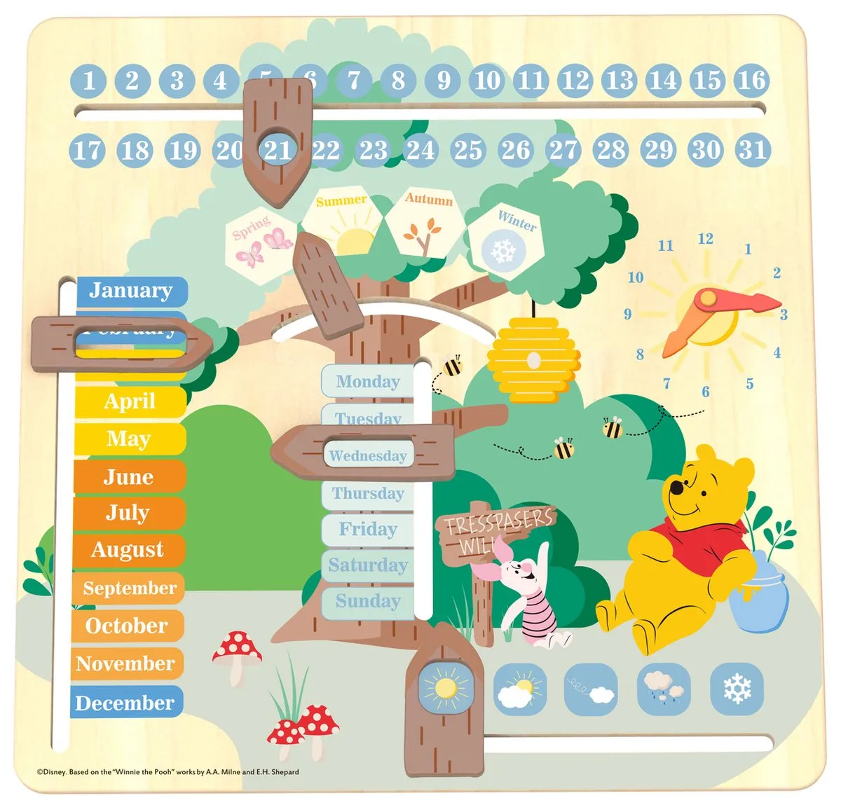 Disney Winnie de Pooh Junior Kalender Geel TL093