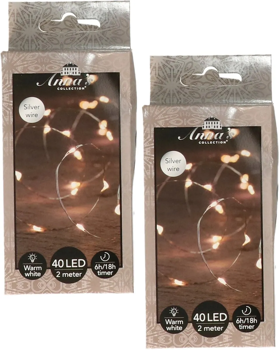 Anna's Collection Draadverlichting 2x40 LED Warm Wit Zilver