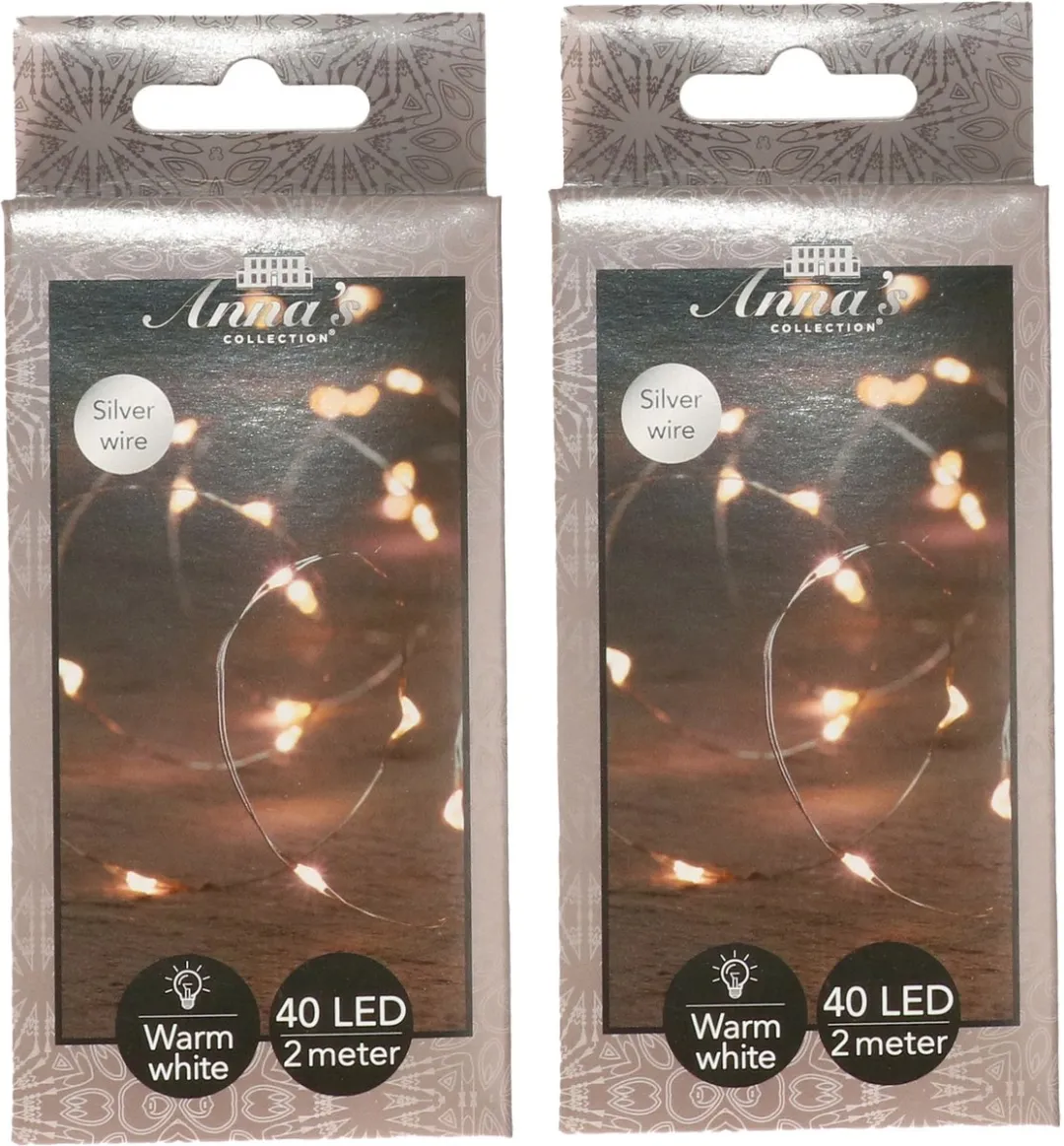 Anna's Collection Draadverlichting 2x40 LED Warm Wit Zilver - 200cm