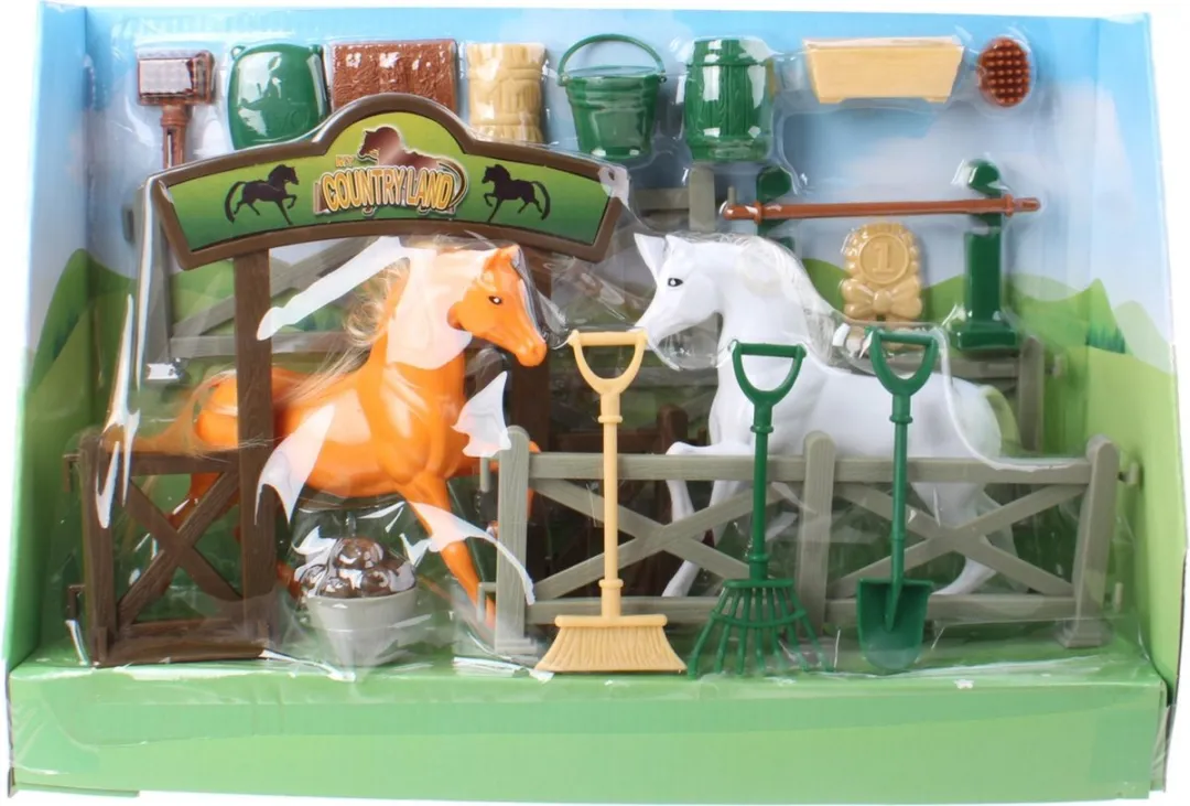 Toi-Toys Kailey's Paardenstal Speelset 4-delig - Bruin/Wit