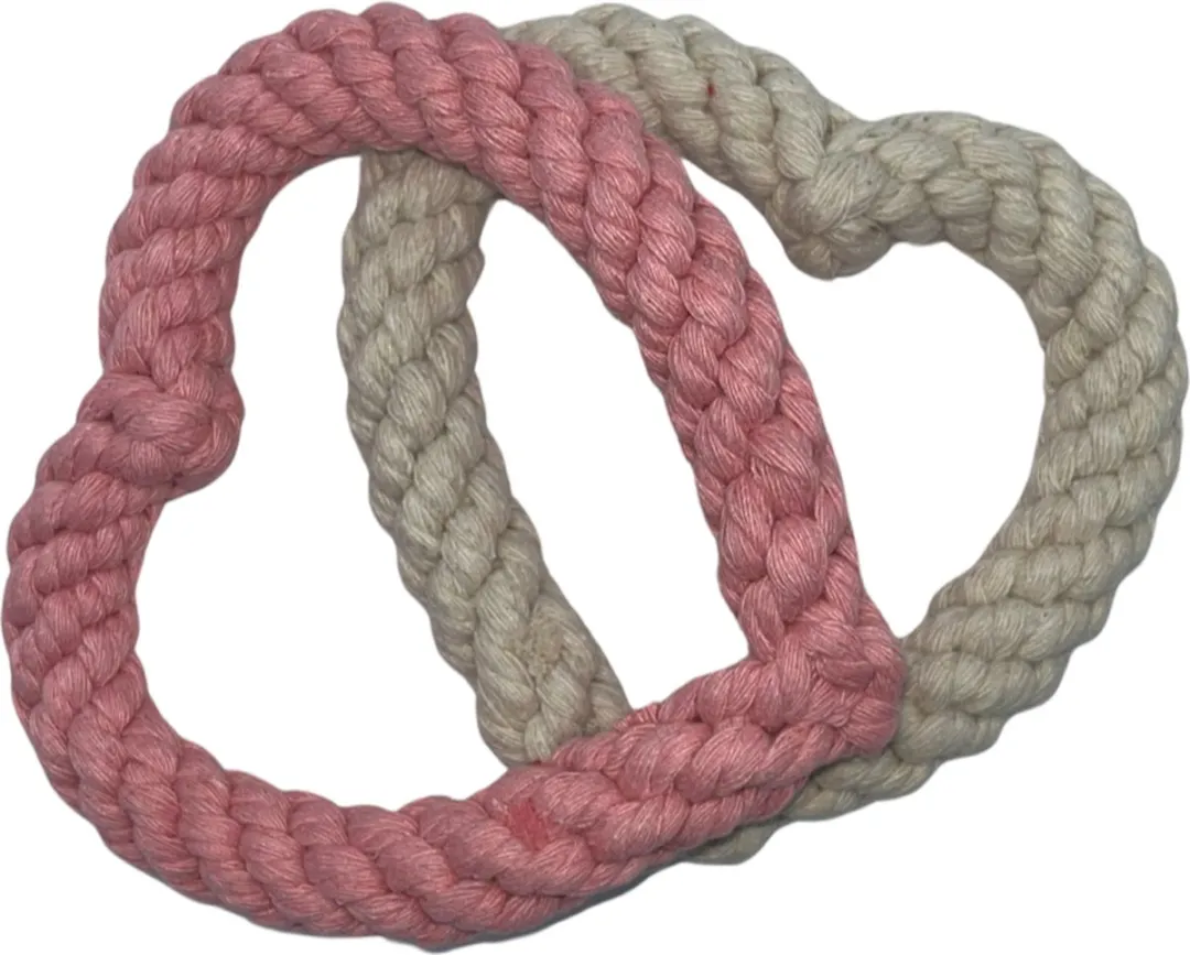 Dogtoy - hondenkauwspeelgoed - hondenspeelgoed - hondentouw - flostouw - hart - cadeau - roze