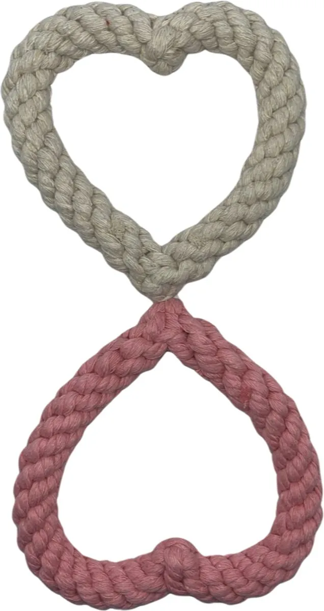 Dogtoy - hondenkauwspeelgoed - hondenspeelgoed - hondentouw - flostouw - hart - cadeau - roze