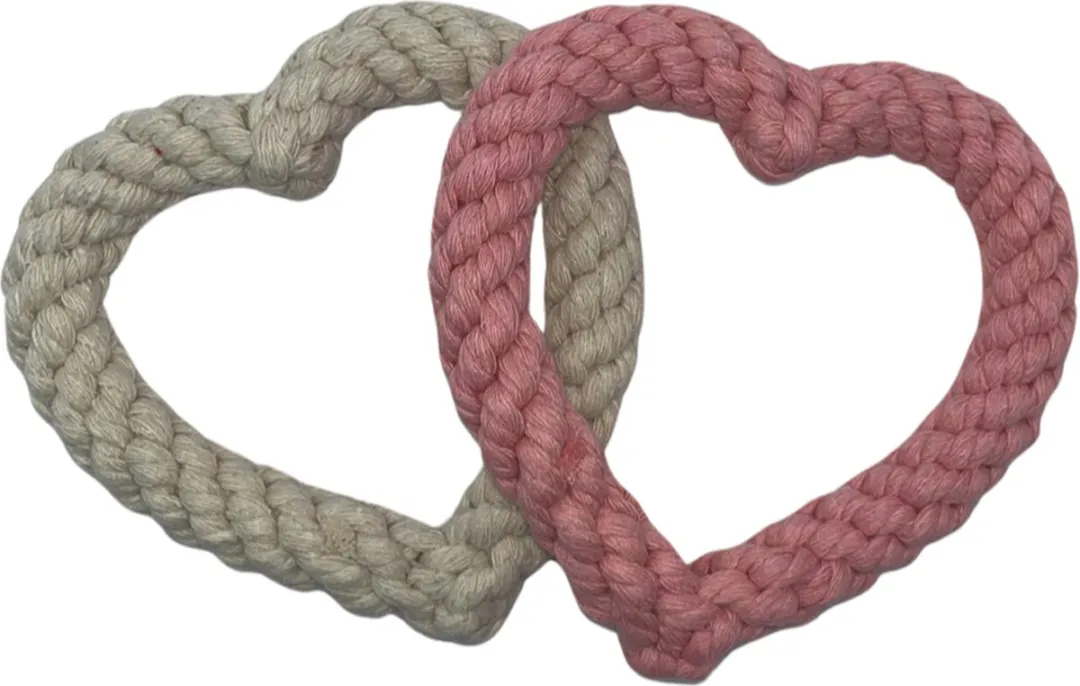 Dogtoy - hondenkauwspeelgoed - hondenspeelgoed - hondentouw - flostouw - hart - cadeau - roze