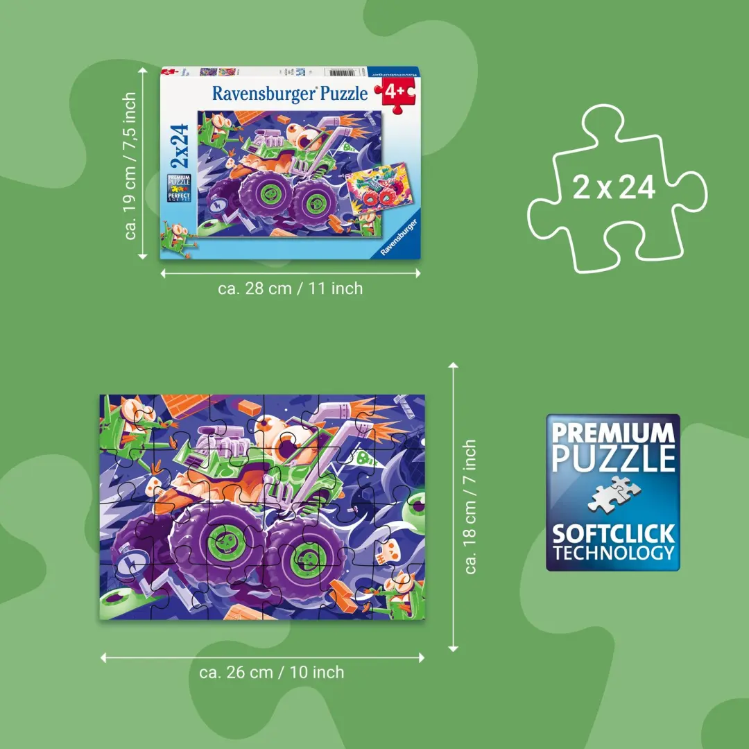 Ravensburger Monster Trucks Puzzel 2x24 Stukjes - afbeelding 2 van 6