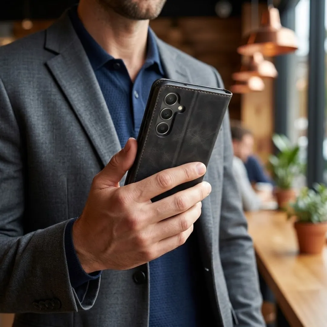 NUVEX Zwart Kunstleer Wallet Hoesje Samsung Galaxy A34 - Magneetsluiting