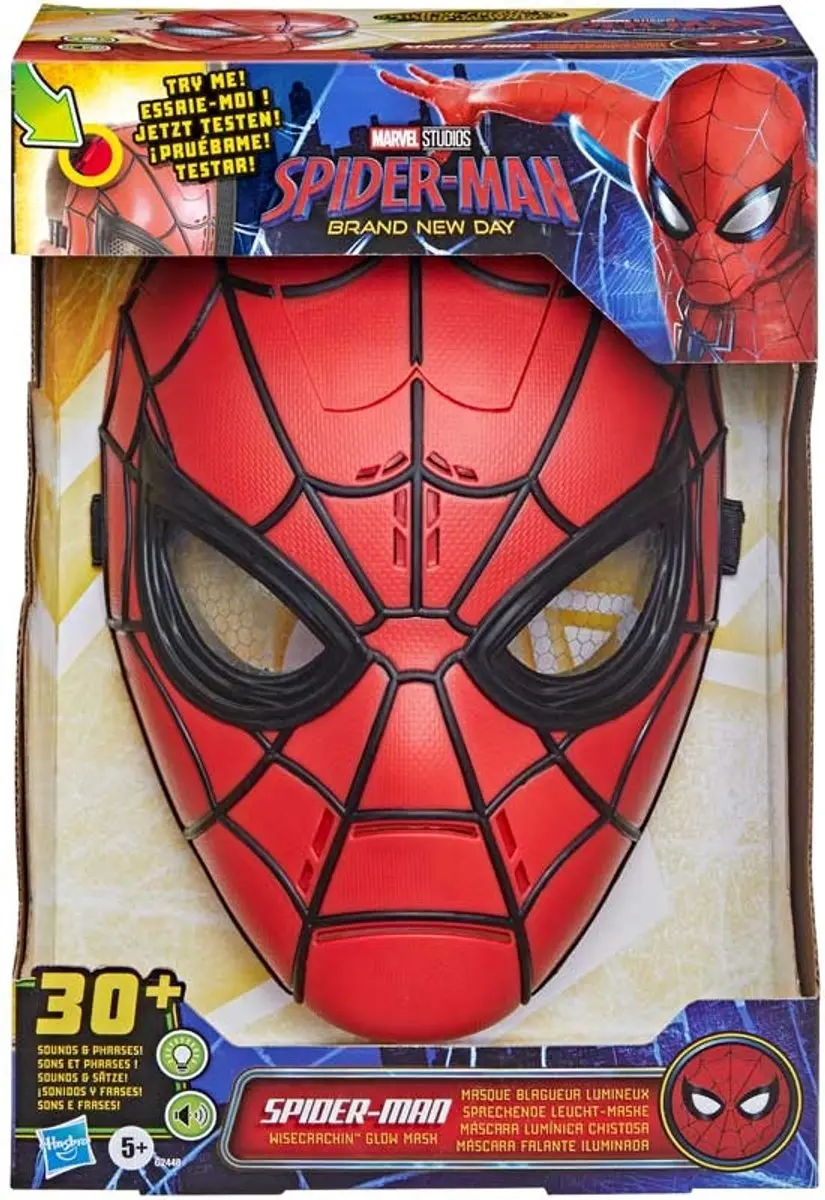 Hasbro Spider-Man interactief masker met licht en geluid voor kinderen.
