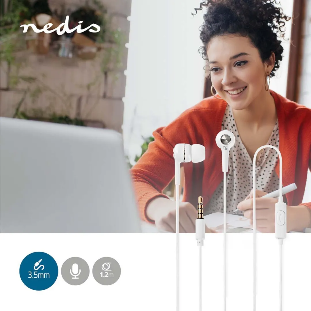 Nedis HPWD2020WT Bedrade Koptelefoon - 1,2m - Wit