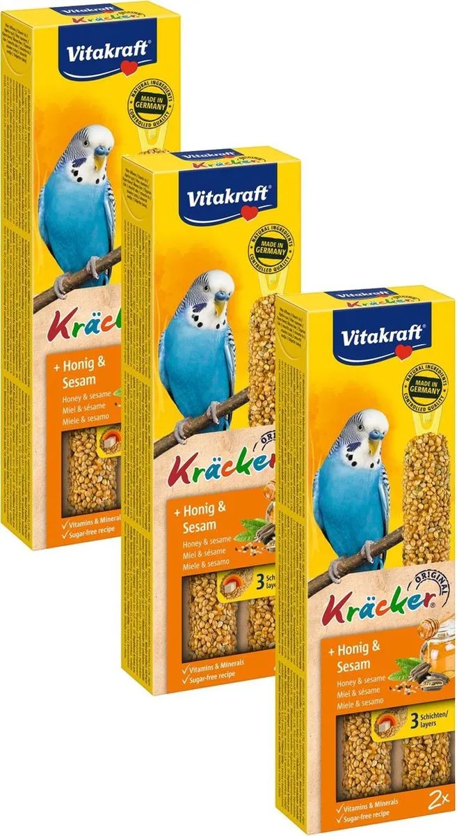 Vitakraft Parkiet Kracker Honing - 6 Stuks