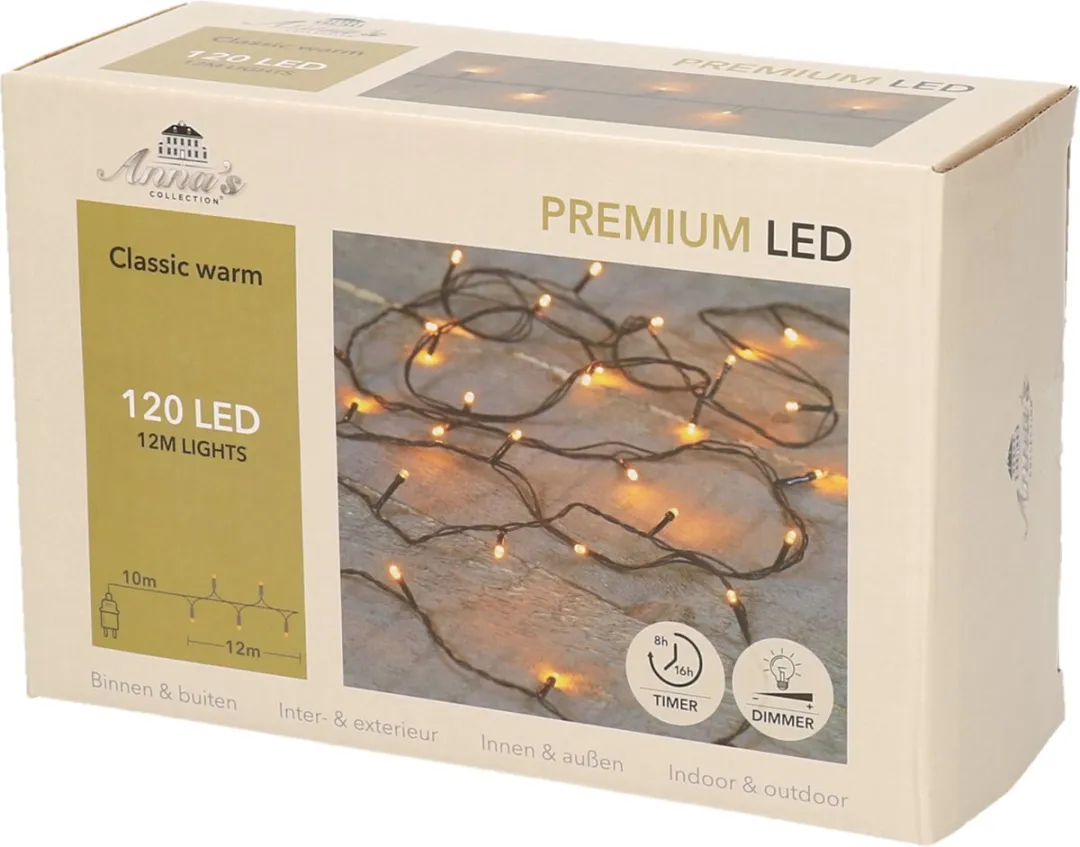 Anna's Collection Kerstverlichting 120 LED Warm Wit - 24m (2x12m) - Groen