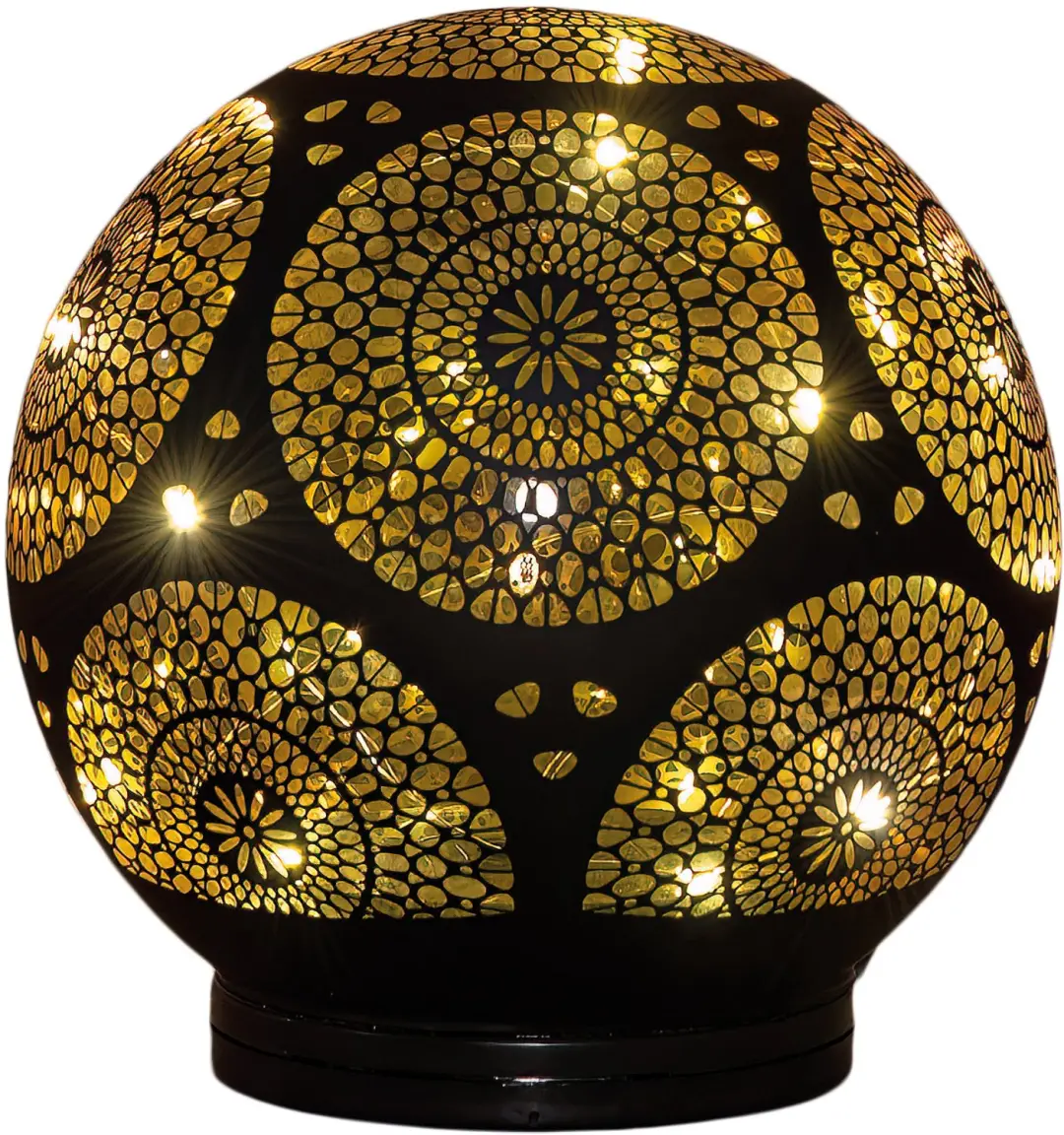 Anna's Collection Glazen Bal Circle LED Ø15cm - Zwart - afbeelding 2 van 2