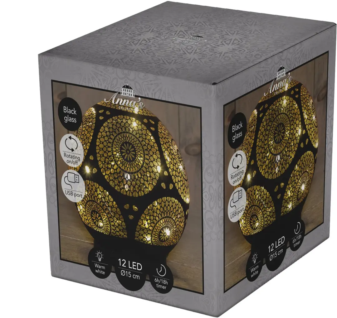 Anna's Collection Glazen Bal Circle LED Ø15cm