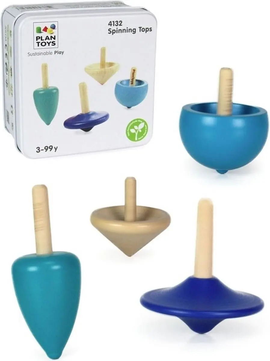 PlanToys Houten Speelgoed Draaiende toppen.