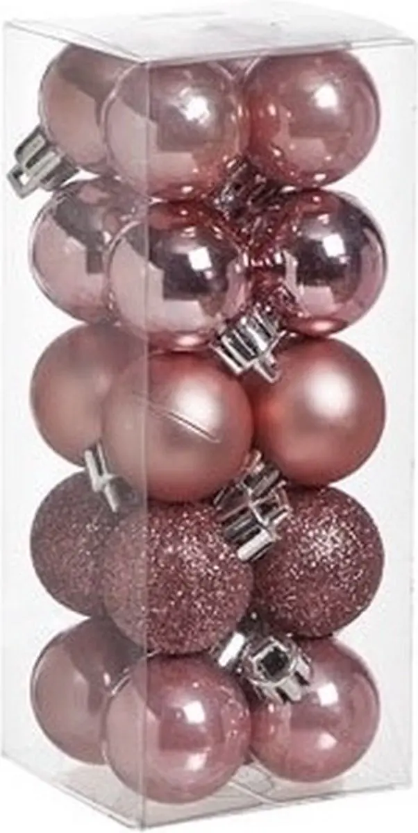 40x Roze kunststof/plastic mini kerstballen 3 cm