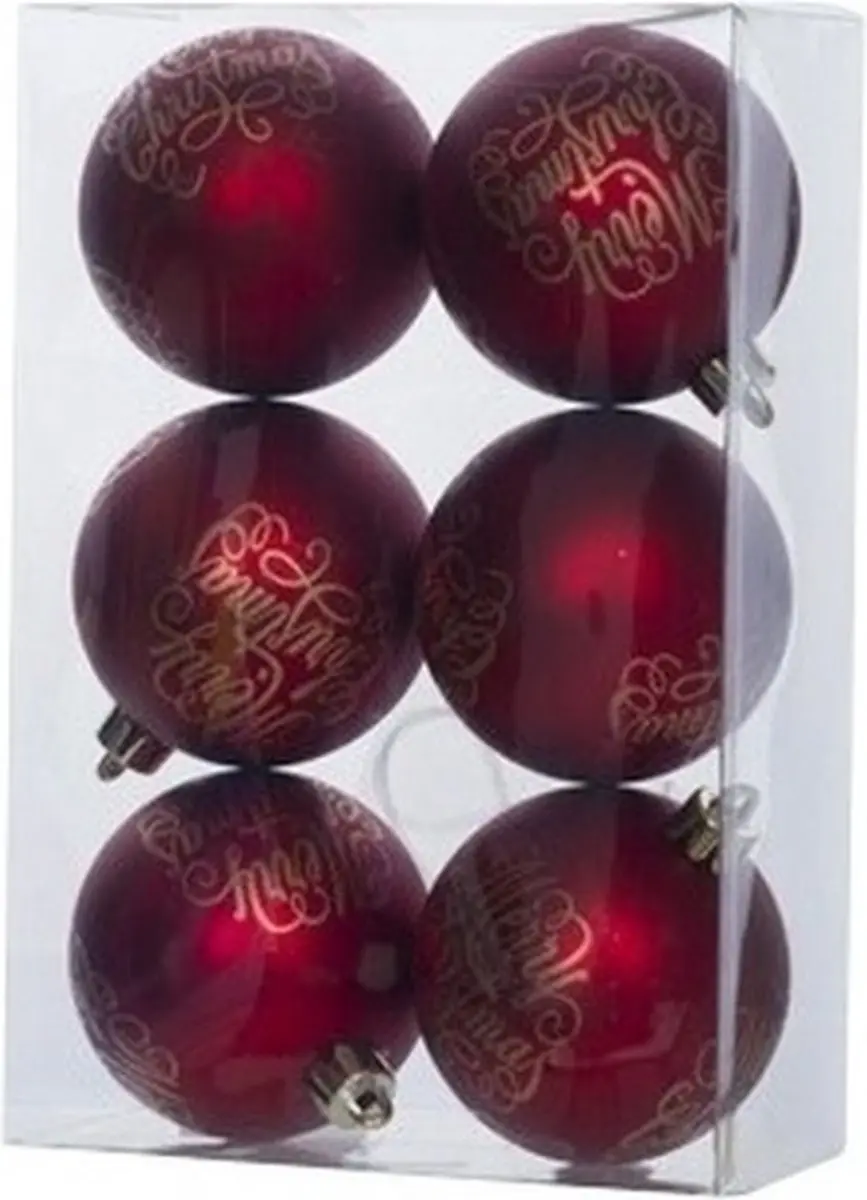 6x Rode kunststof kerstballen 6 cm