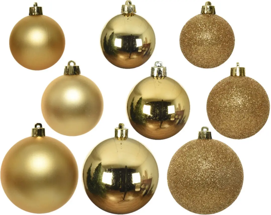 Decoris Kerstballen - 26 stuks - 6-8-10cm - Goud - afbeelding 2 van 6
