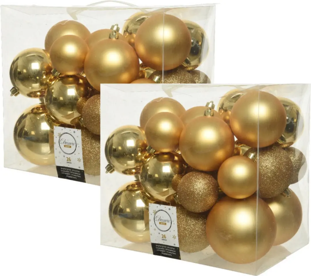 Decoris Kerstballen - 26 stuks - 6-8-10cm - Goud - afbeelding 5 van 6