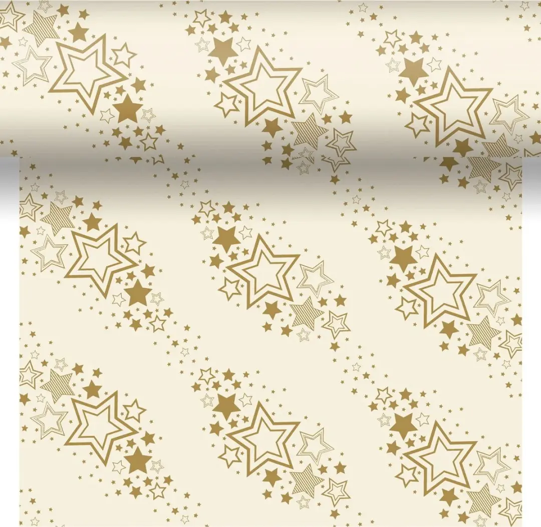 Duni Dunicel 3-in-1 Tafelloper Holiday Star 40x480cm Crème